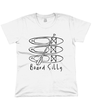 Load image into Gallery viewer, Board silly paddle board white T shirt organic
