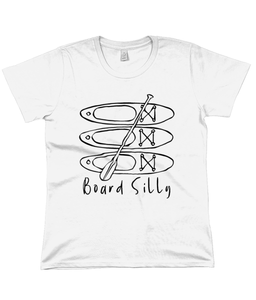 Board silly paddle board white T shirt organic